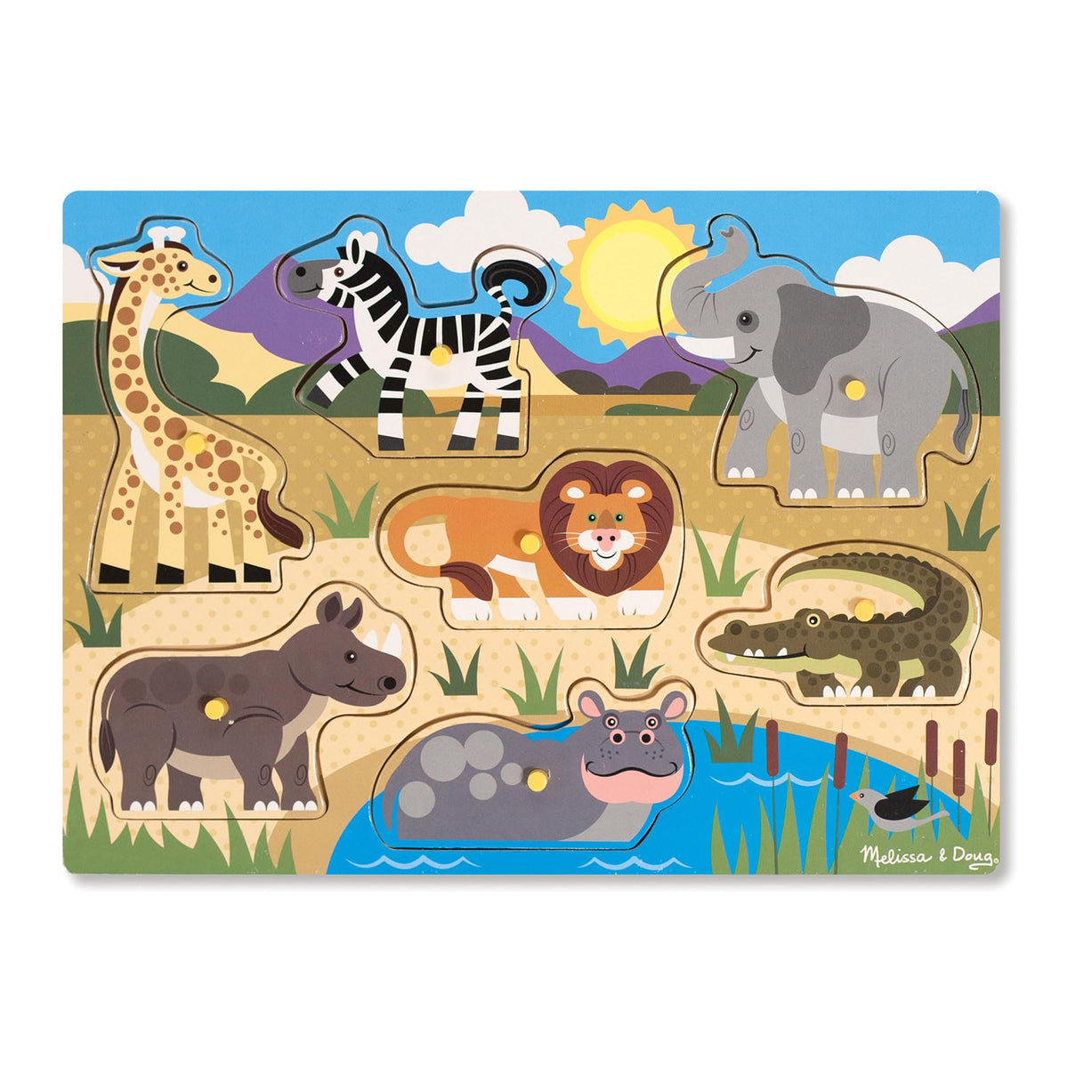 Melissa & Doug – Vehicles Puzzle with 8 Buttons – Children's Puzzle – Wooden Toy – Early Learning Game – Educational Development and Creative Toy – Gift for Children 2 Years and Above