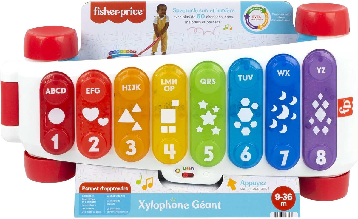 Fisher-Price HJK40 Giant Xylophone (French Version), Electronic Dummy Musical Instrument with Educational Songs for Toddlers, Children's Toy, from 9 Months