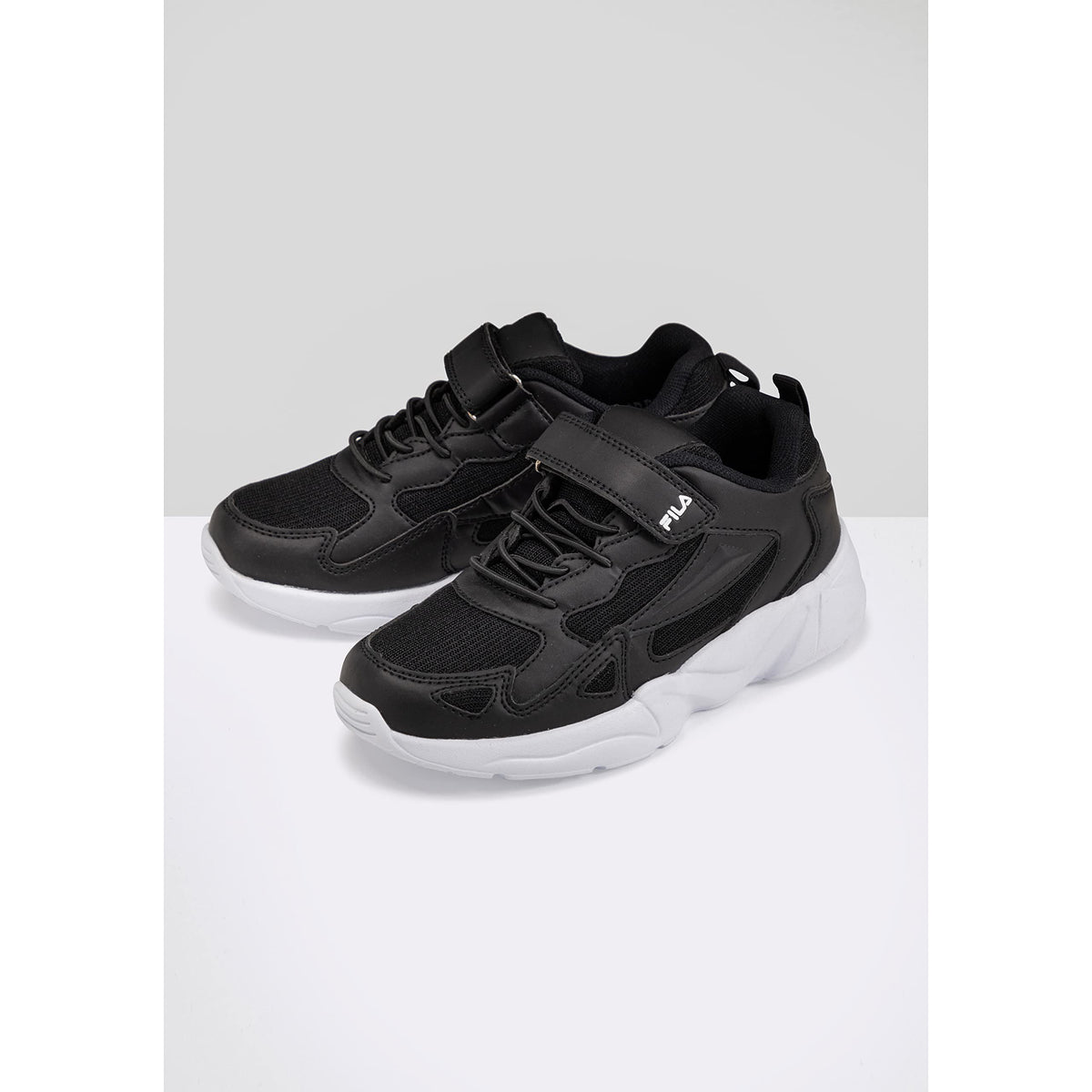 FILA Ventosa Velcro Kids – Baskets enfant mixte à scratch, noir et blanc, pointure 35