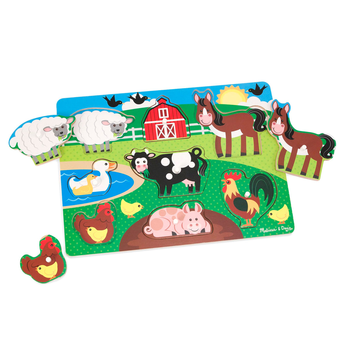 Melissa & Doug – Vehicles Puzzle with 8 Buttons – Children's Puzzle – Wooden Toy – Early Learning Game – Educational Development and Creative Toy – Gift for Children 2 Years and Above