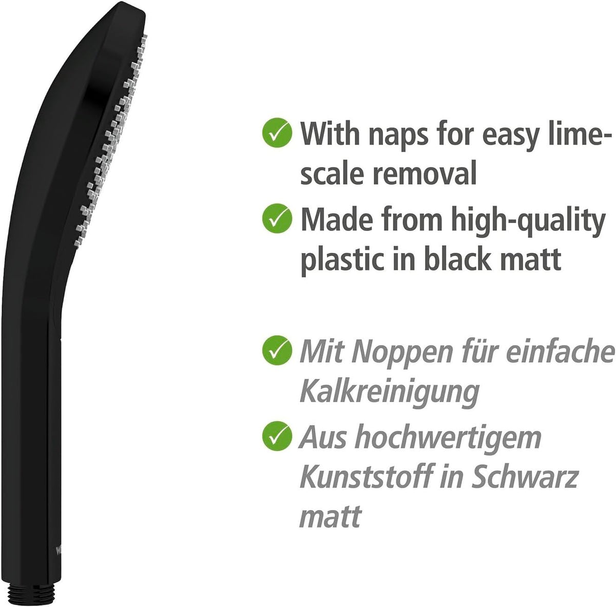 Watersaving Shower Head Matte Black Universal with Water Saving System and 3 Jets