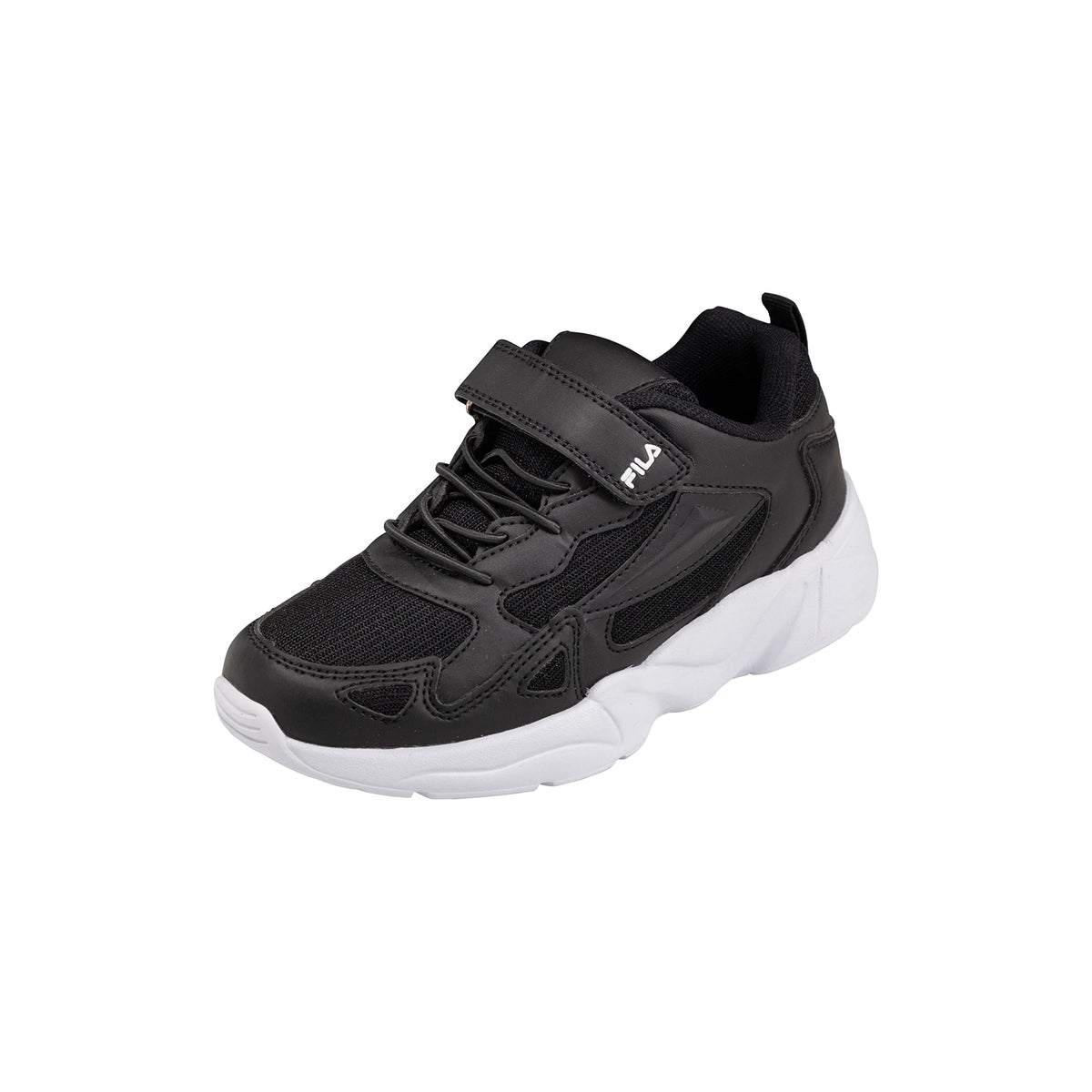 FILA Ventosa Velcro Kids – Baskets enfant mixte à scratch, noir et blanc, pointure 35