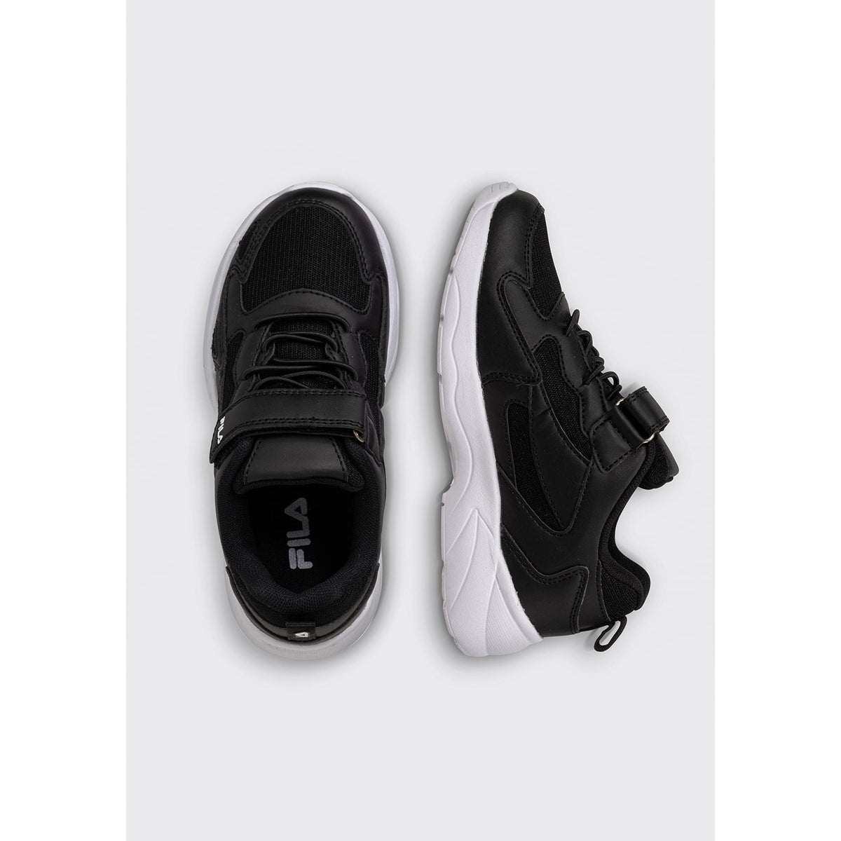 FILA Ventosa Velcro Kids – Baskets enfant mixte à scratch, noir et blanc, pointure 35