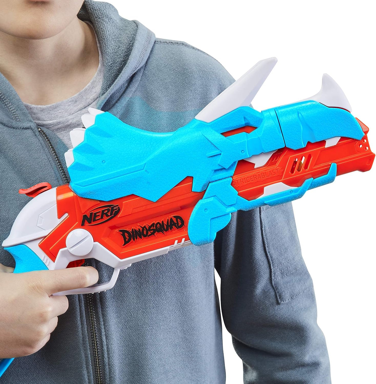 Nerf DinoSquad Tricera-Blast - Dinosaur Toy - Nerf Dart Blaster - Outdoor Game and Gift Idea for Children 8 Years Boy and Girl - Triceratops Design - Multicoloured