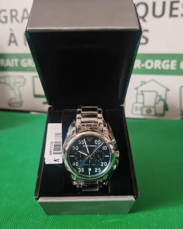 Montre Emporio Armani Luigi AR11132 cadran bleu, neuve dans son écrin