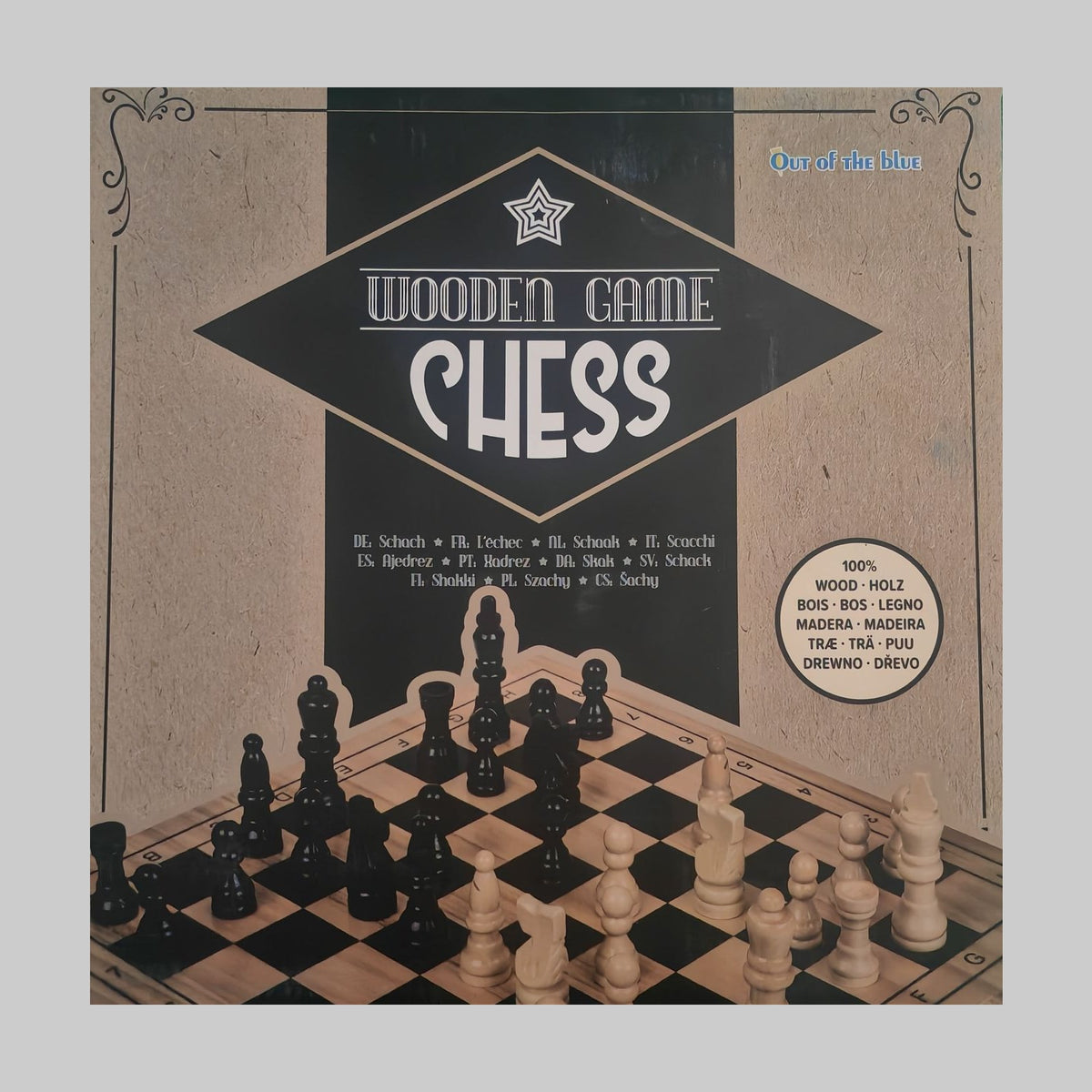 Jeu d'échecs en bois Out of the blue, boîte Wooden Game Chess