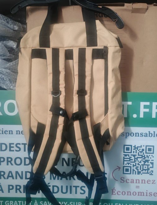 Sac à dos cabas Hiiero beige, dos et bretelles