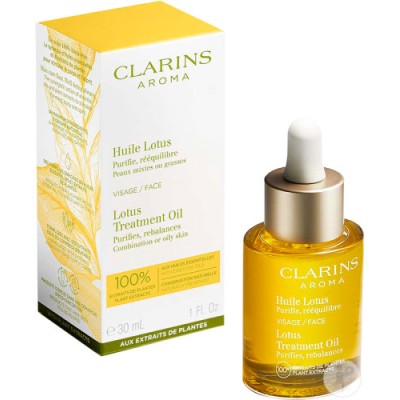 Clarins Huile Lotus pour Peaux Mixtes ou Grasses Hydratation Douce Sans Film Gras Idéale pour Usage Quotidien