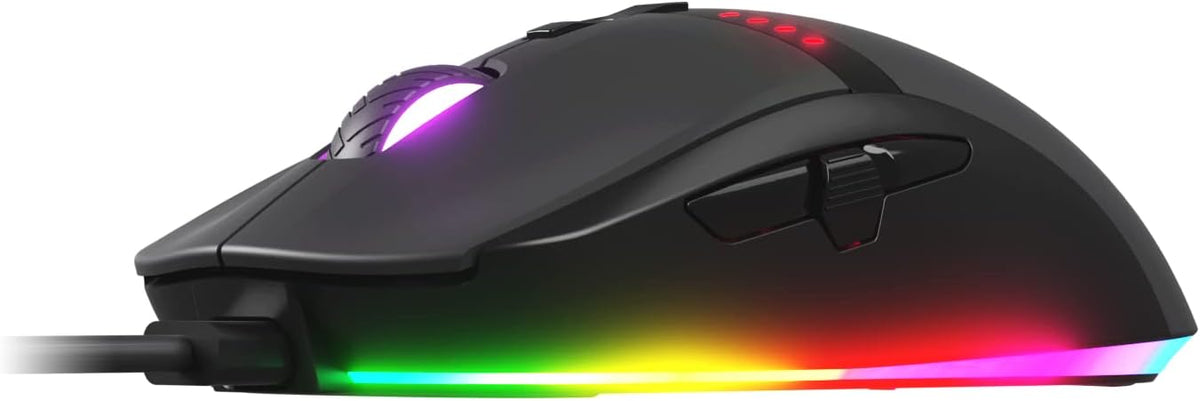 Oversteel - Invar USB Gaming Mouse, 12400 Adjustable DPI, 9 Programmable Buttons, 10 RGB Illumination Modes, Ultra Light, Ergonomic Optical Sensor, PC/Mac, Black