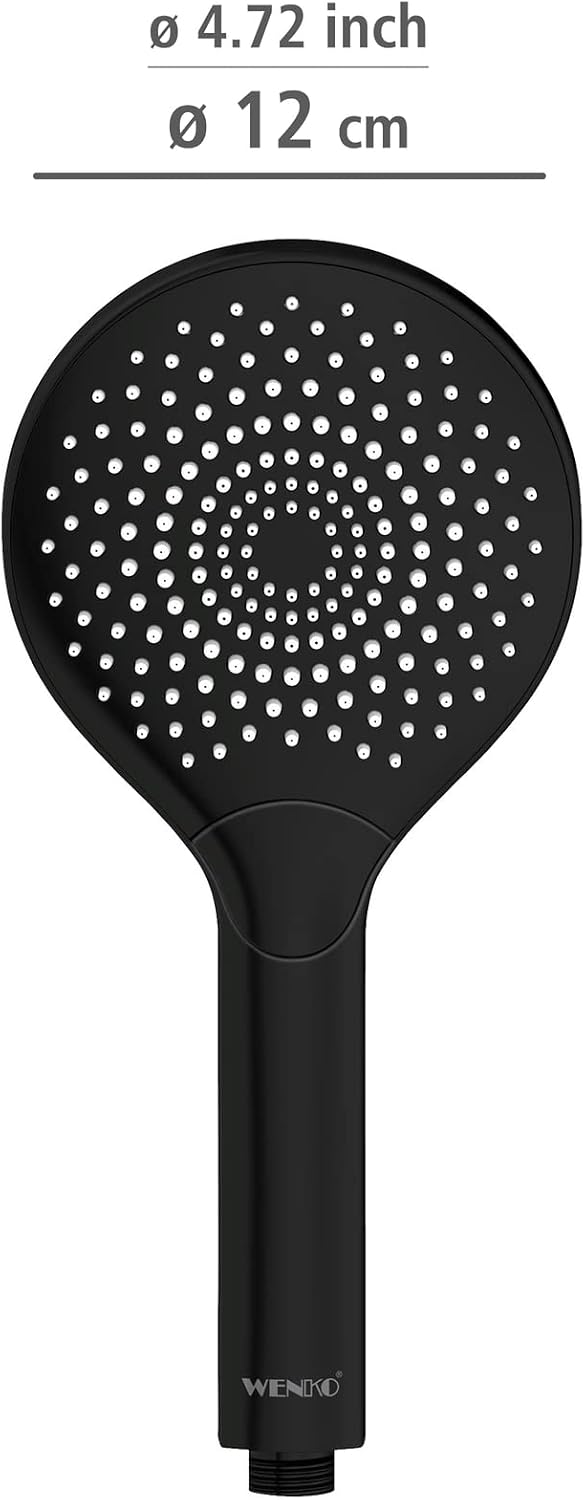 Watersaving Shower Head Matte Black Universal with Water Saving System and 3 Jets
