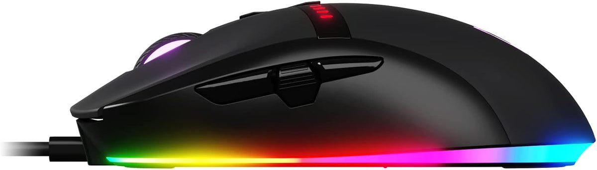 Oversteel - Invar USB Gaming Mouse, 12400 Adjustable DPI, 9 Programmable Buttons, 10 RGB Illumination Modes, Ultra Light, Ergonomic Optical Sensor, PC/Mac, Black