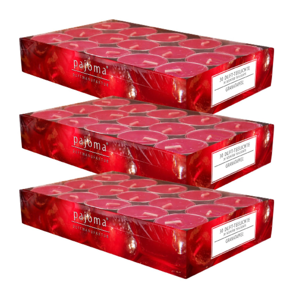 pajoma® 6pajoma® 3 x Tea Lights 90 Scented Tea Lights in Aluminium Shell Burn Time Approx. 4 Hours Height 1.5 cm Diameter 3.5 cm Quality