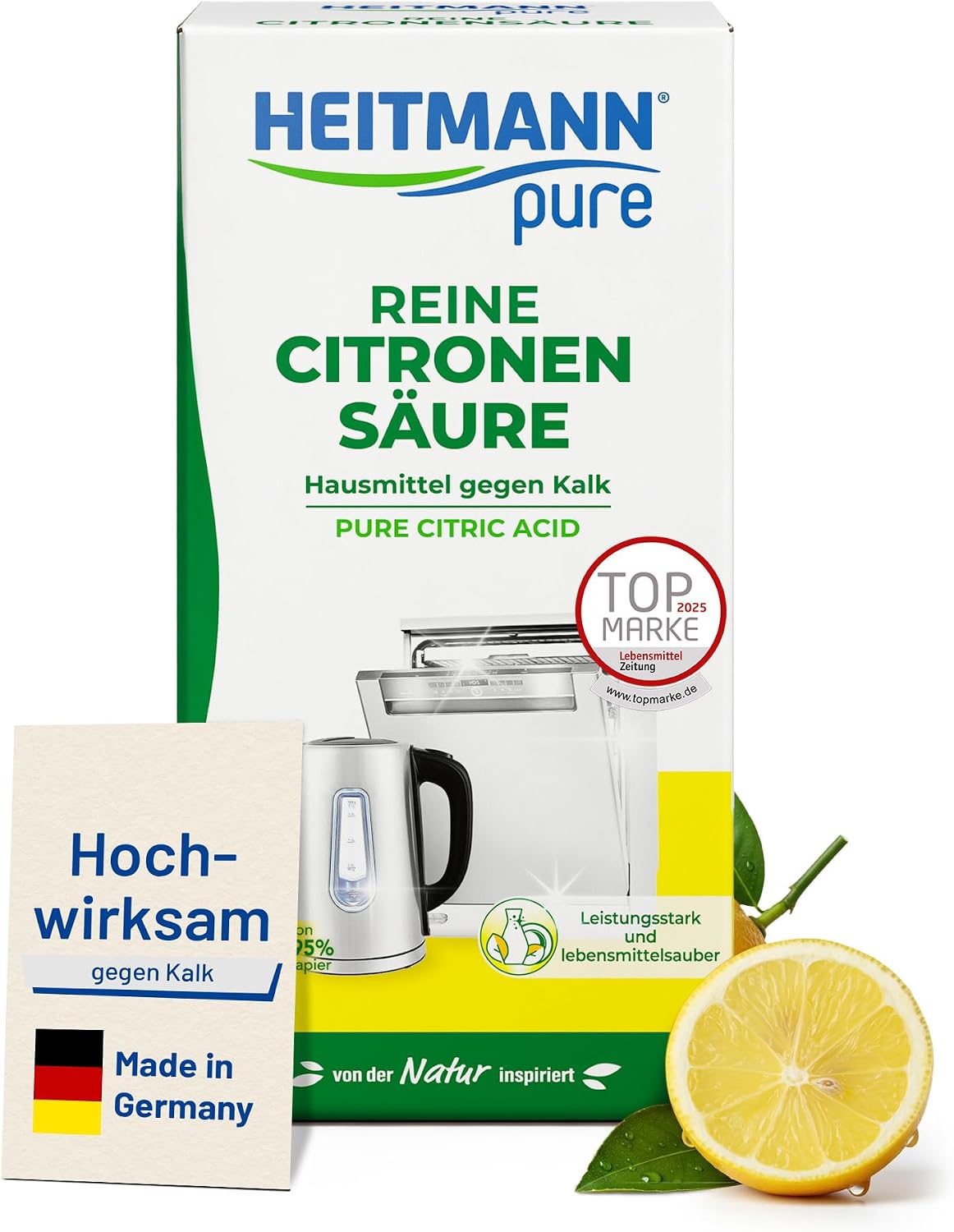 HEITMANN pure Pure Citric Acid: Organic Eco Descaler Powder, 1 x 350g
