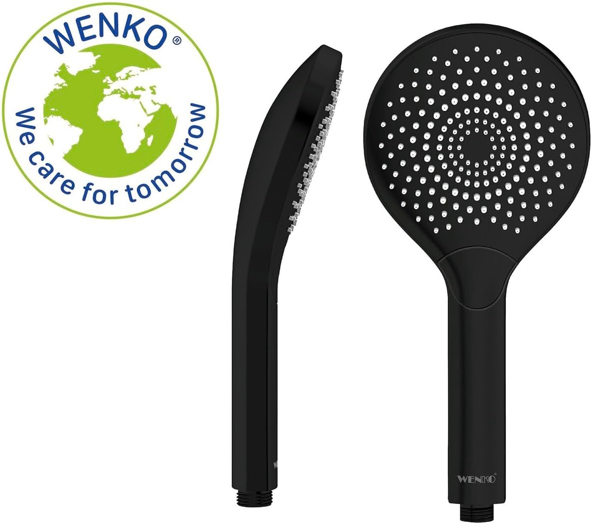 Watersaving Shower Head Matte Black Universal with Water Saving System and 3 Jets