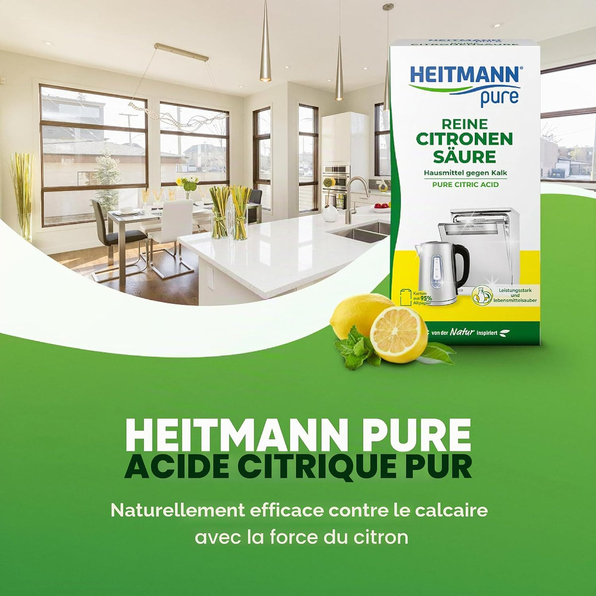 HEITMANN pure Pure Citric Acid: Organic Eco Descaler Powder, 1 x 350g