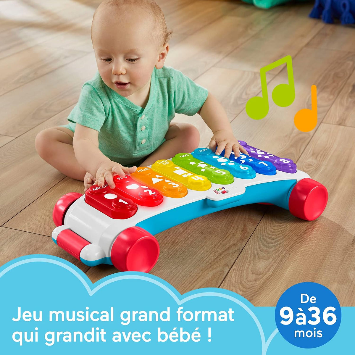 Fisher-Price HJK40 Giant Xylophone (French Version), Electronic Dummy Musical Instrument with Educational Songs for Toddlers, Children's Toy, from 9 Months
