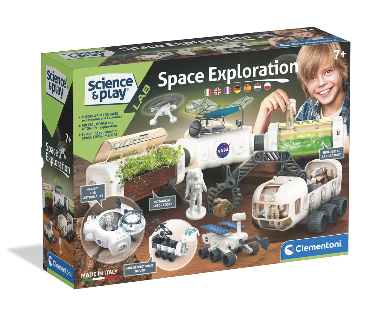Clementoni Navette spatiale flottante NASA – Kit de construction scientifique, dès 8 ans