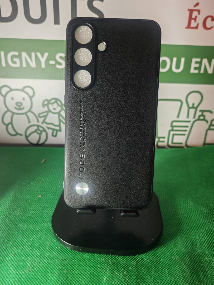 Coque Galaxy S24 effet cuir noir