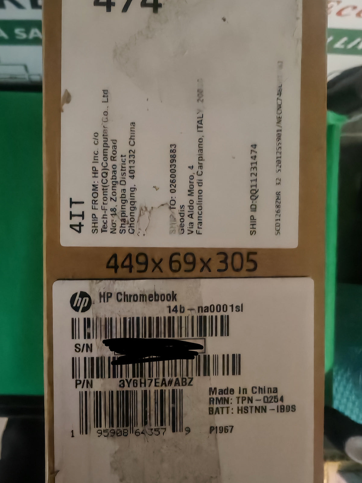 Étiquette HP Chromebook 14b-na0001sl, réf. 3Y6H7EA#ABZ