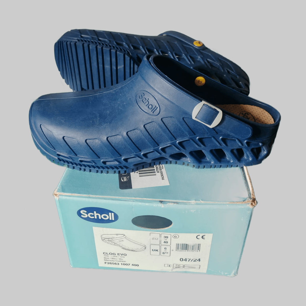 Scholl Clog EVO – Sabots professionnels bleus, semelle Memory Cushion, pointure 39/40