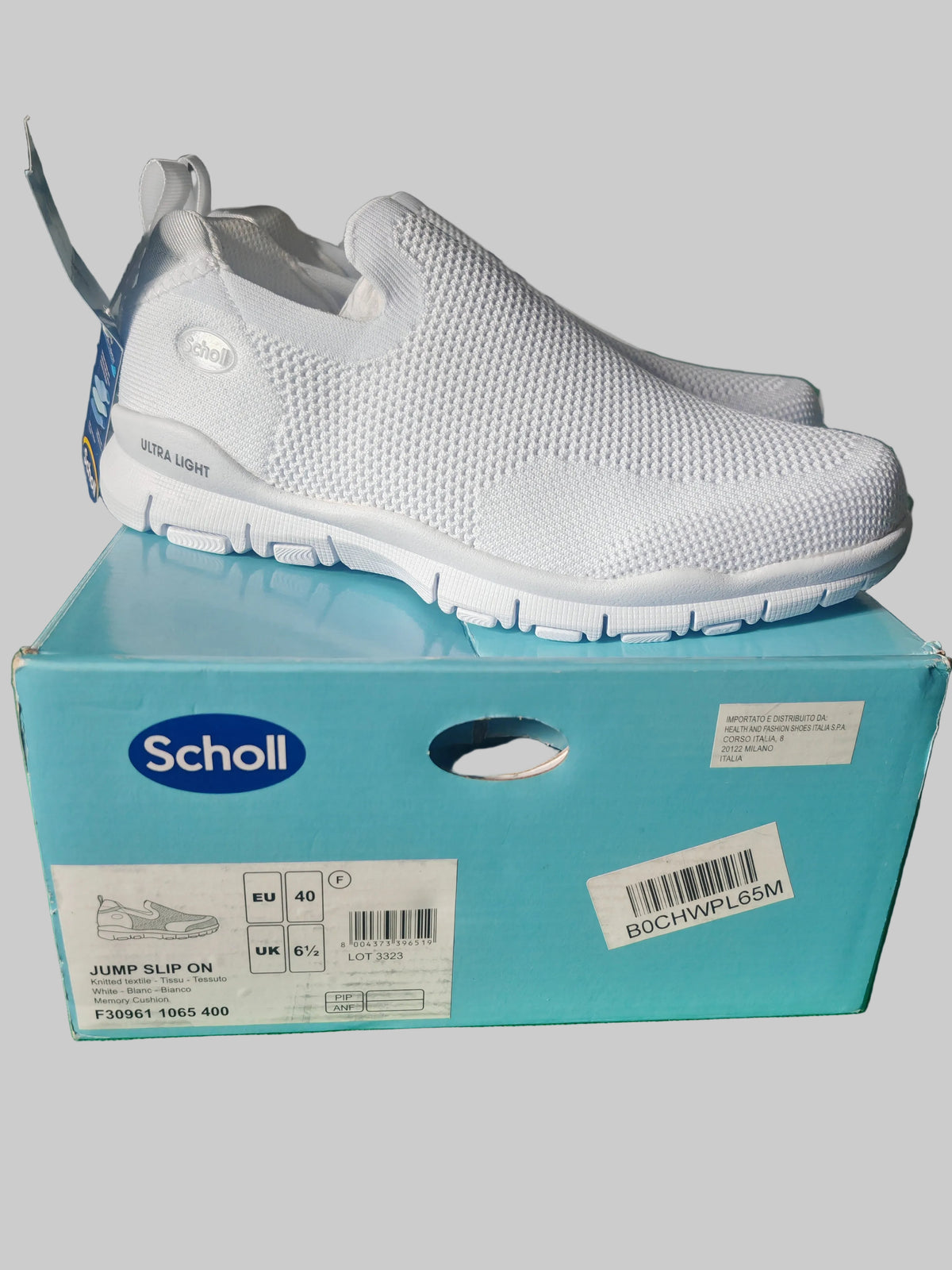 Scholl Jump Slip On blanches pointure 40 sur leur boîte